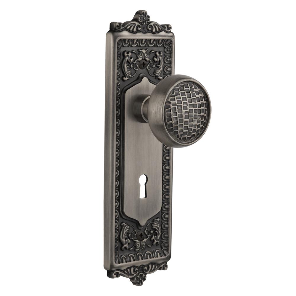 Nostalgic Warehouse EADCRA Passage Knob Egg and Dart Plate with Craftsman Knob and Keyhole in Antique Pewter